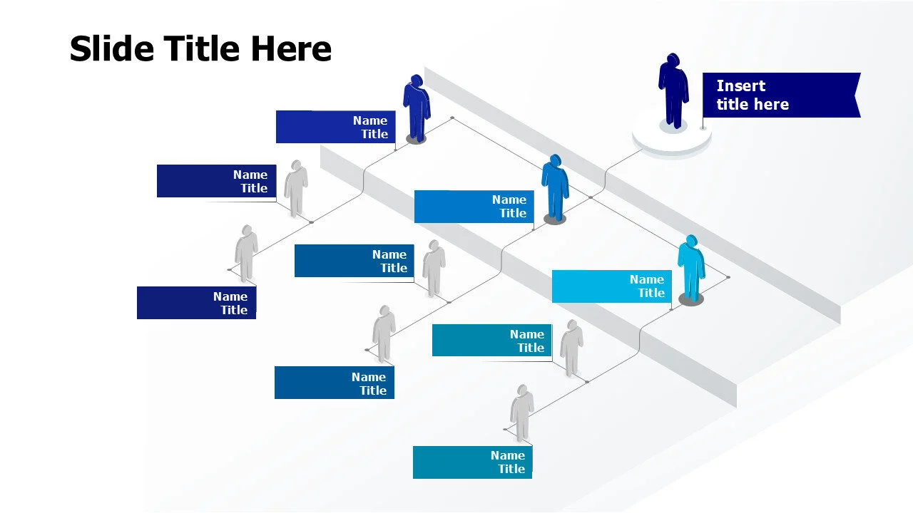10 colored employee hierarchy org chart infographic