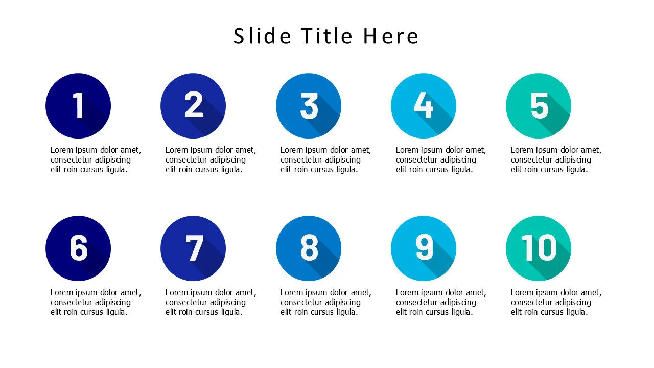 10 points colored numbers with shadow infographic