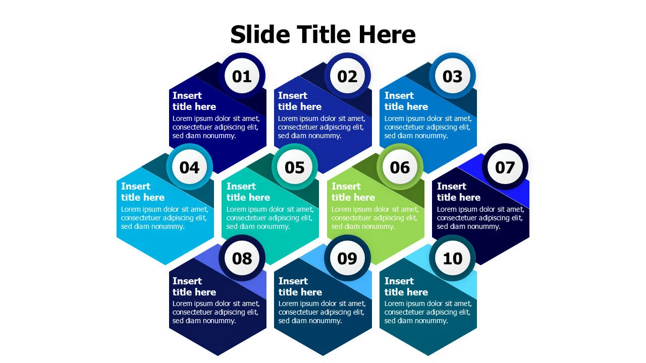 10 points hexagon shapes ifographic