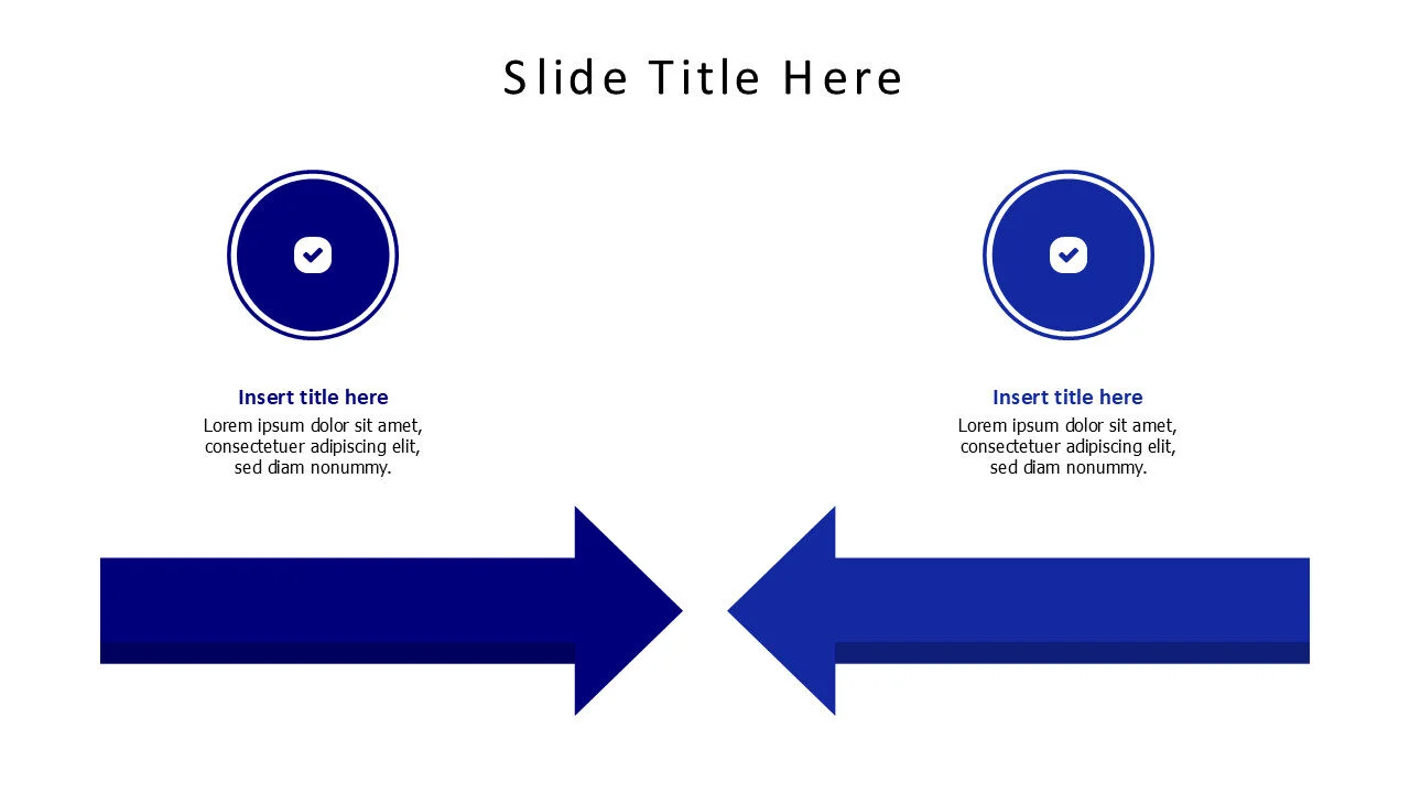2 circles with colored opposite arrows infographic
