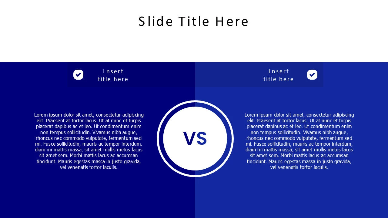 2 colored blocks comparison infographic with icons