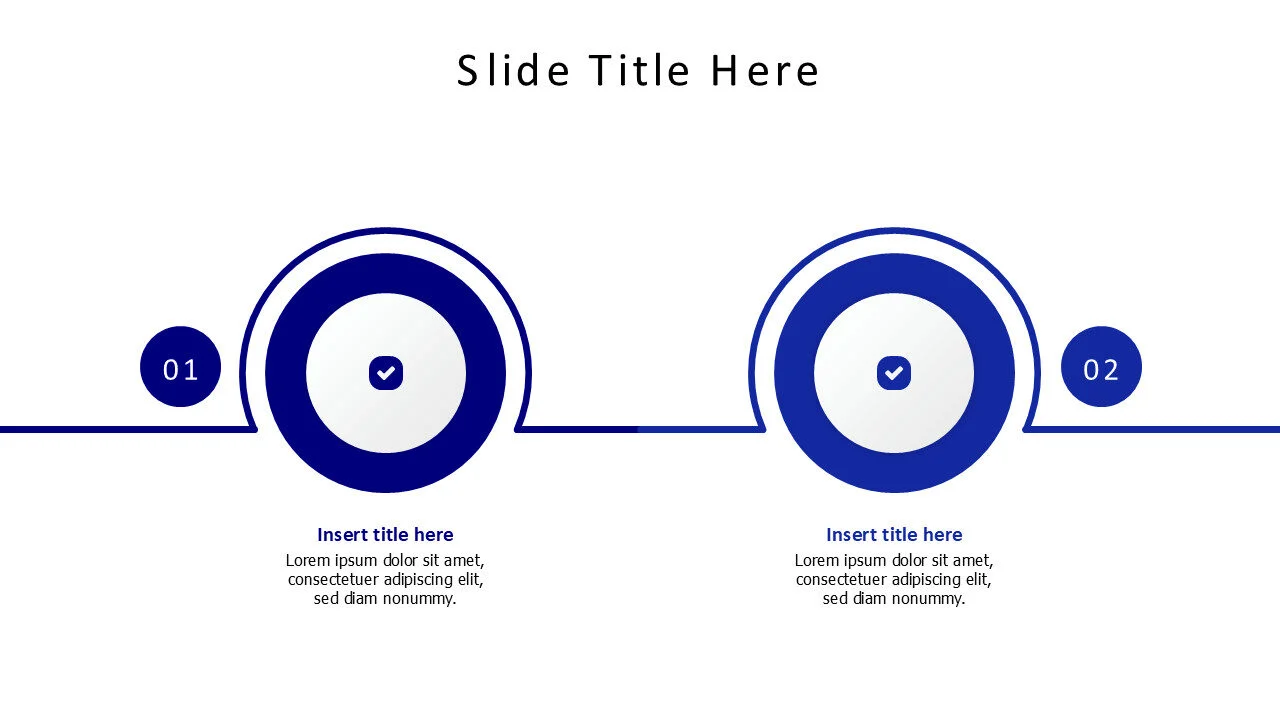 2 colored circles with icons and numbering infographic