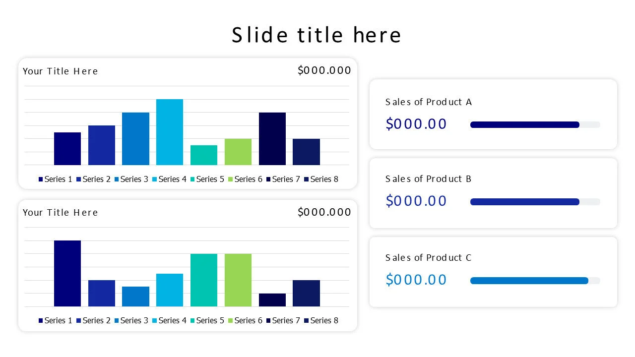 2 colored column charts dashboars with meters