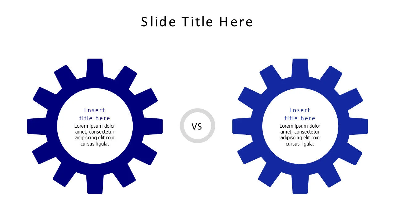 2 colored gears comparison infographic