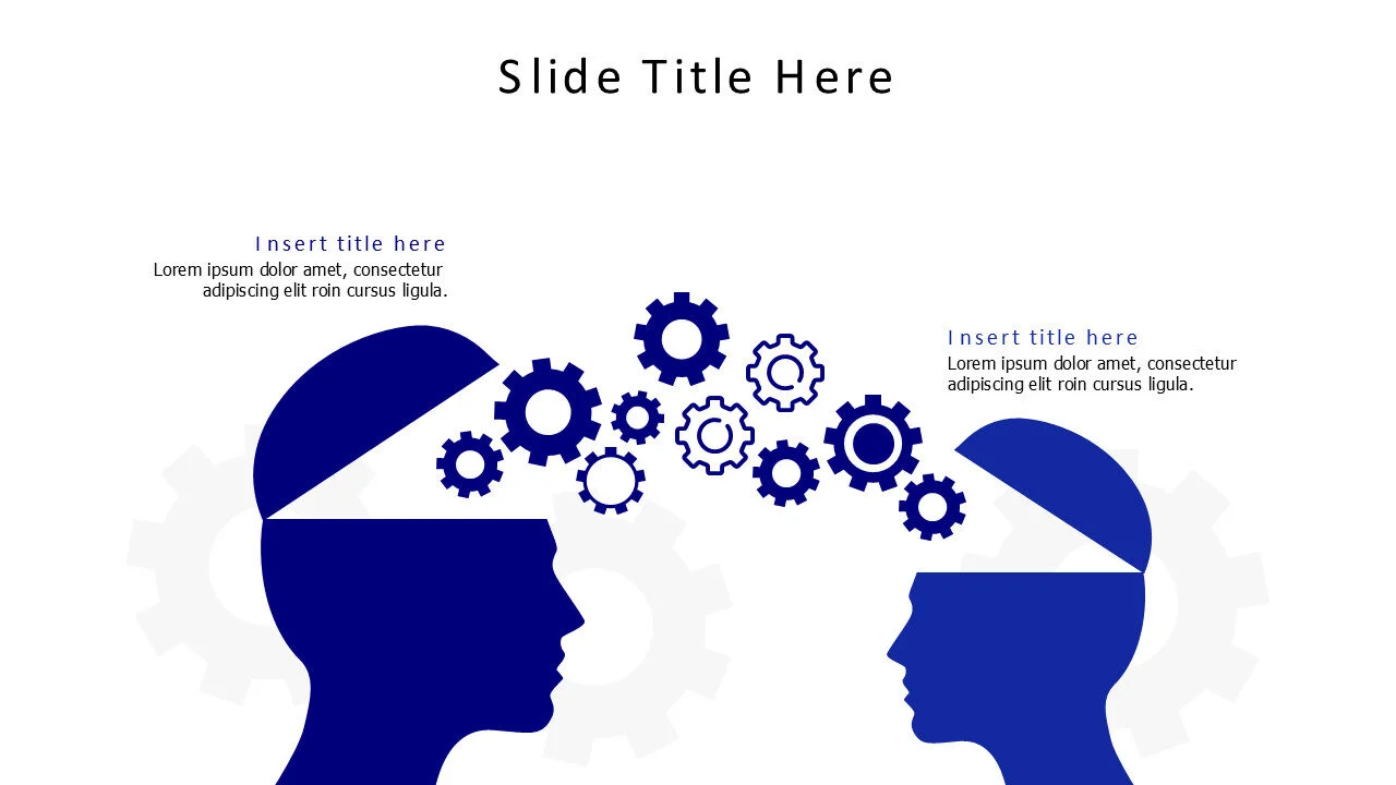 2 colored human heads with gears gears infographic