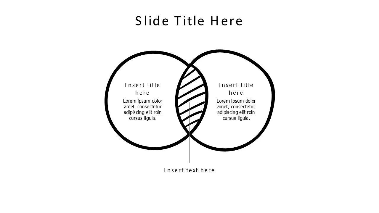 2 doodle circles with shared dark area infographic