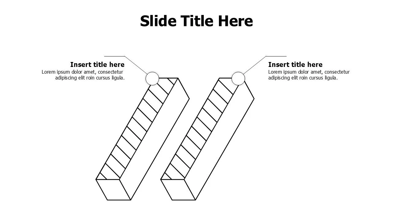 2 points 3D outline standing columns infographic