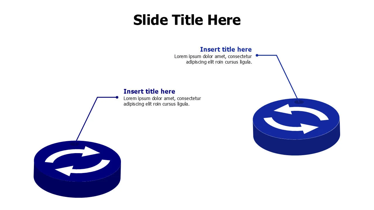 2 points 3D rounding arrows infographic