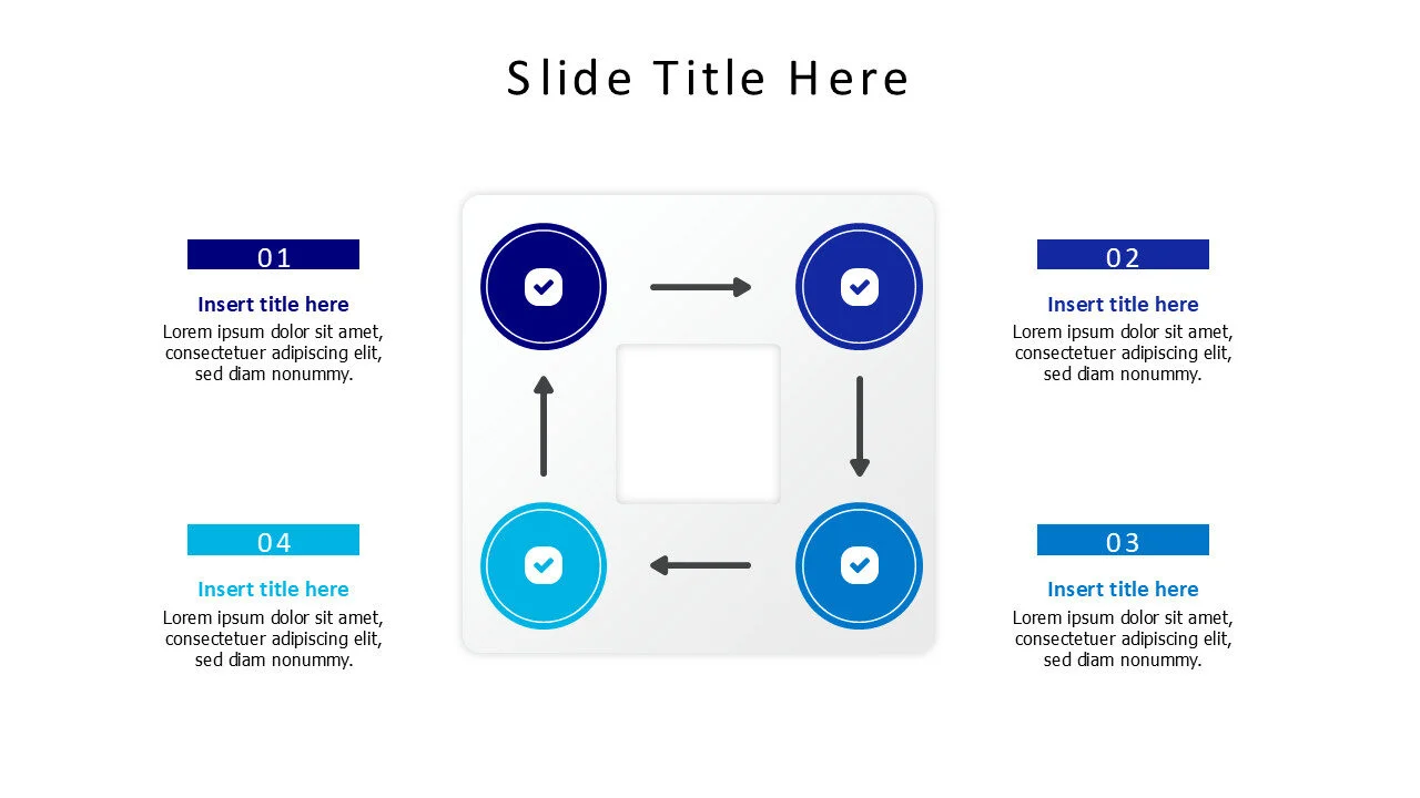 2 points arrows and circles in a square infographic