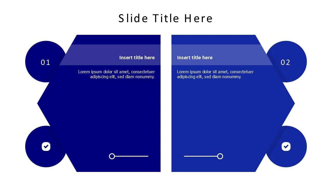 2 points colored blocks with icons and numbers infographic