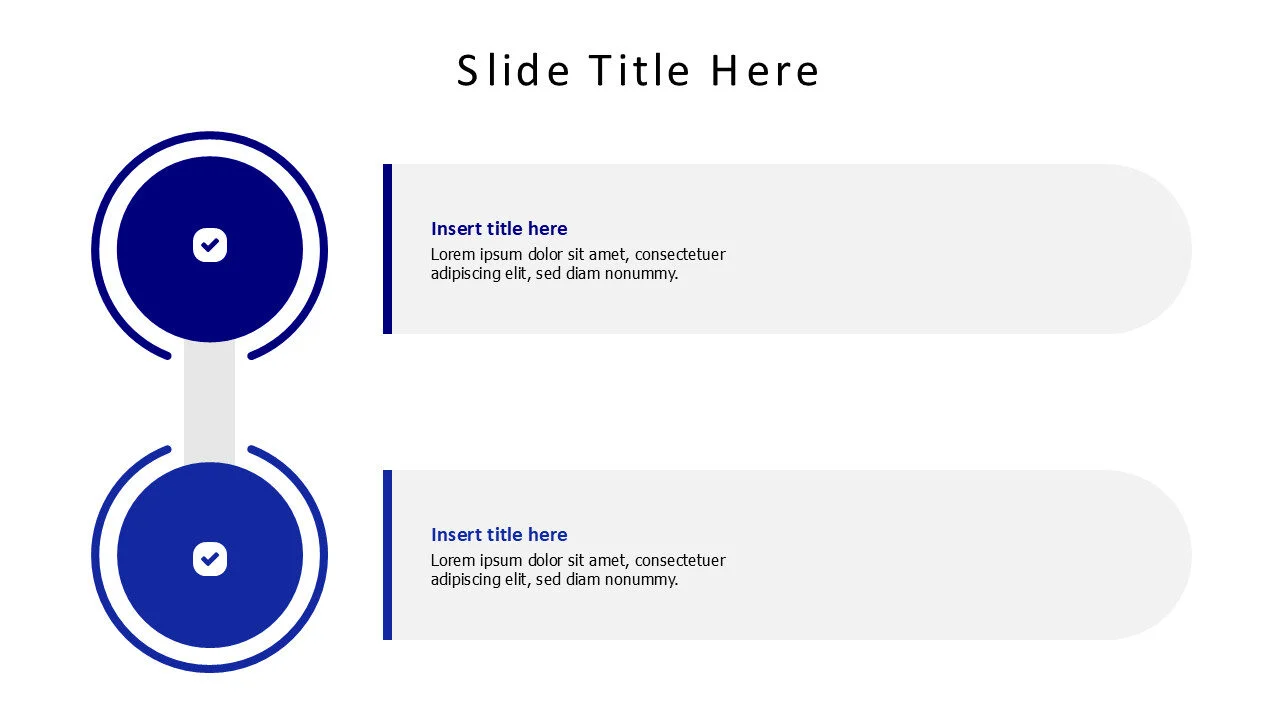 2 points colored circles with grey stripes infographic