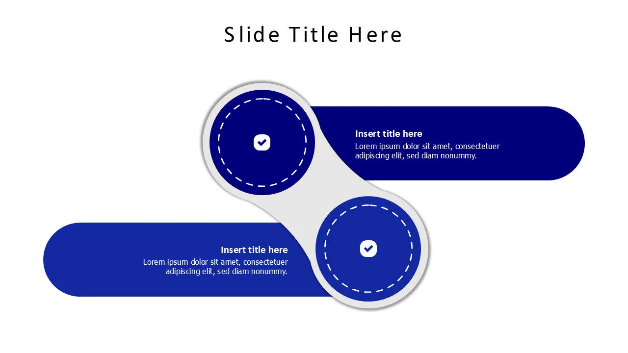 2 points colored curved stripes with icons infographic
