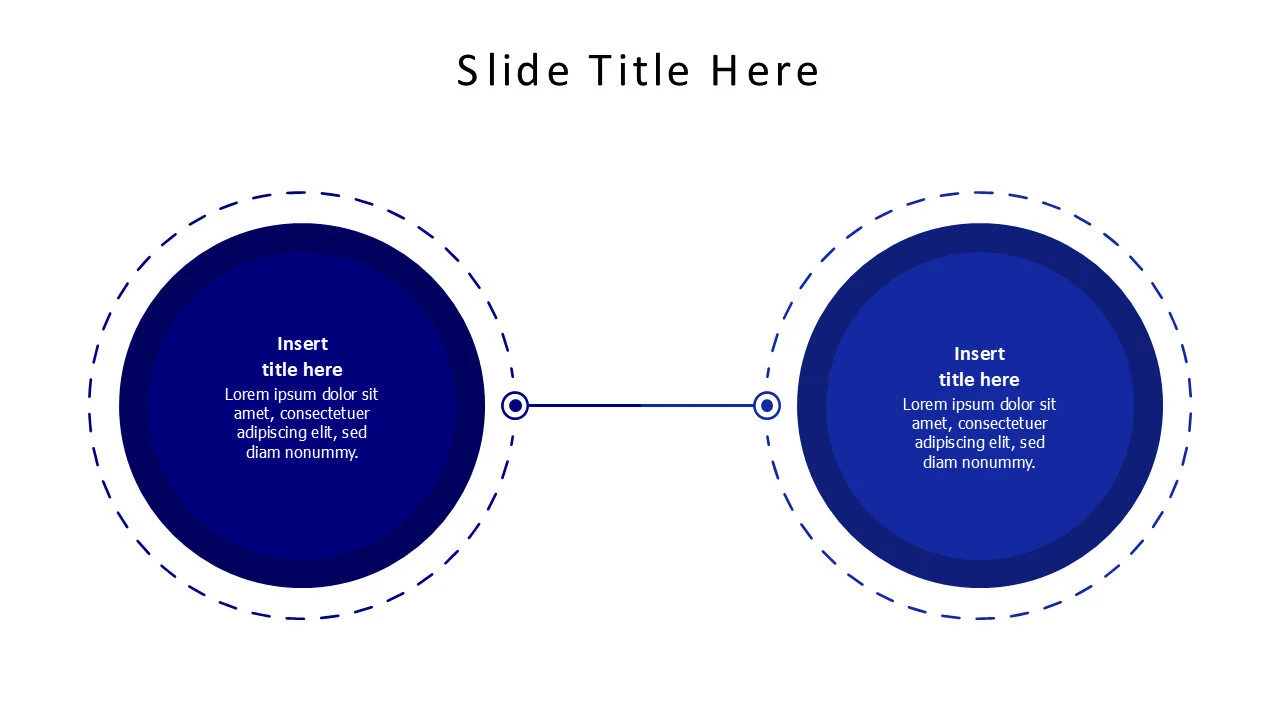 2 points colored filled circle infographic