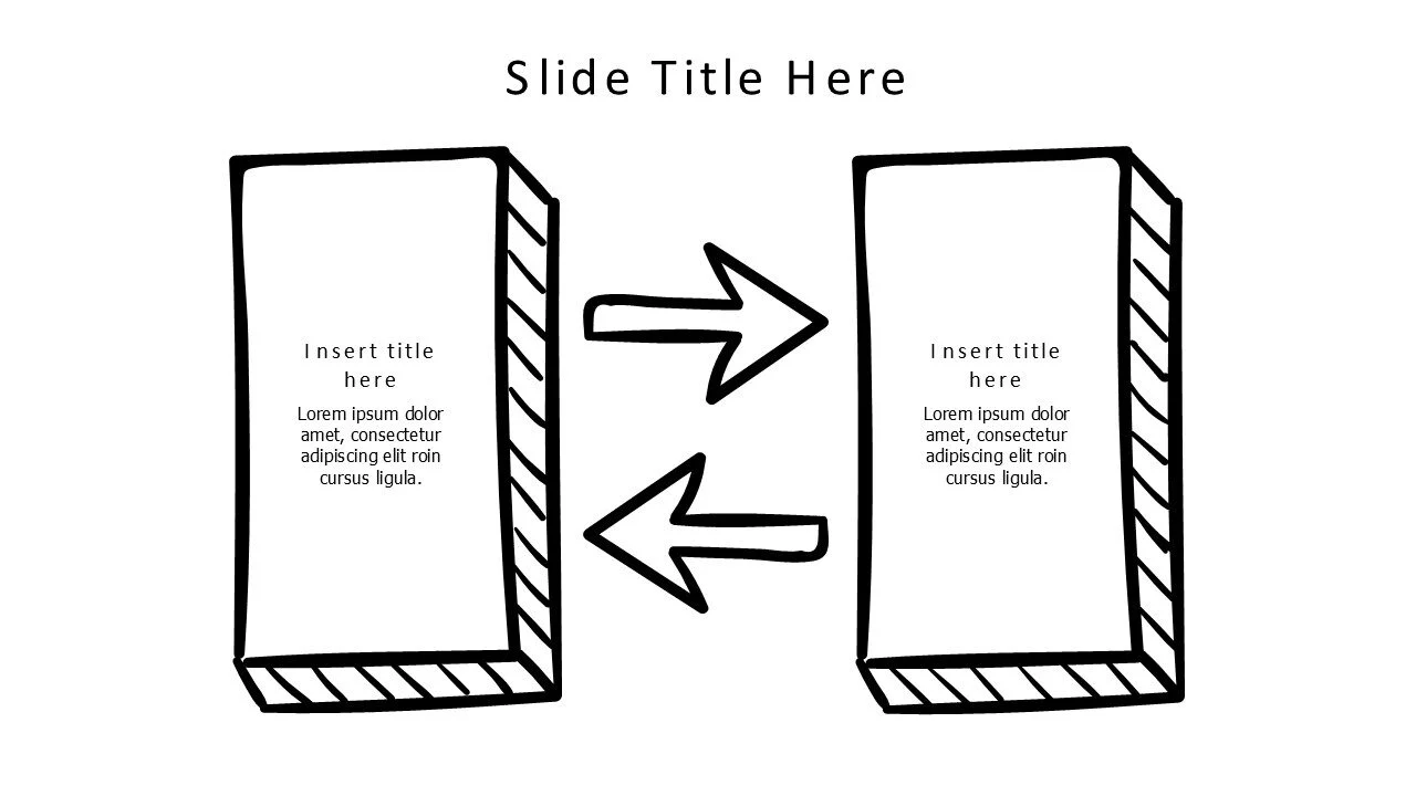 2 points doodle blocks with arrows infographic