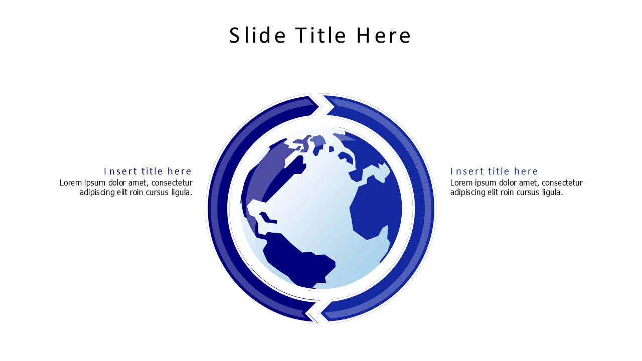 2 points loop arrows around earth infographic