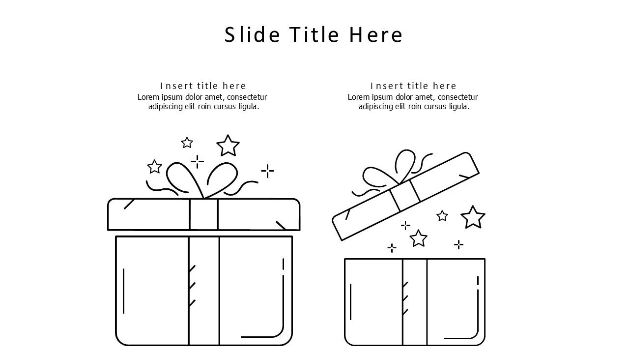 2 points outline gift boxes infographic