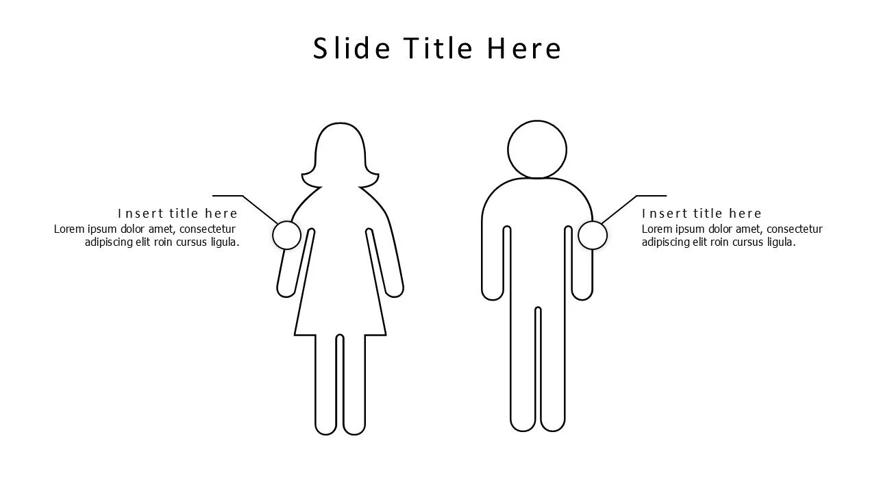 2 points outline male and female infographic