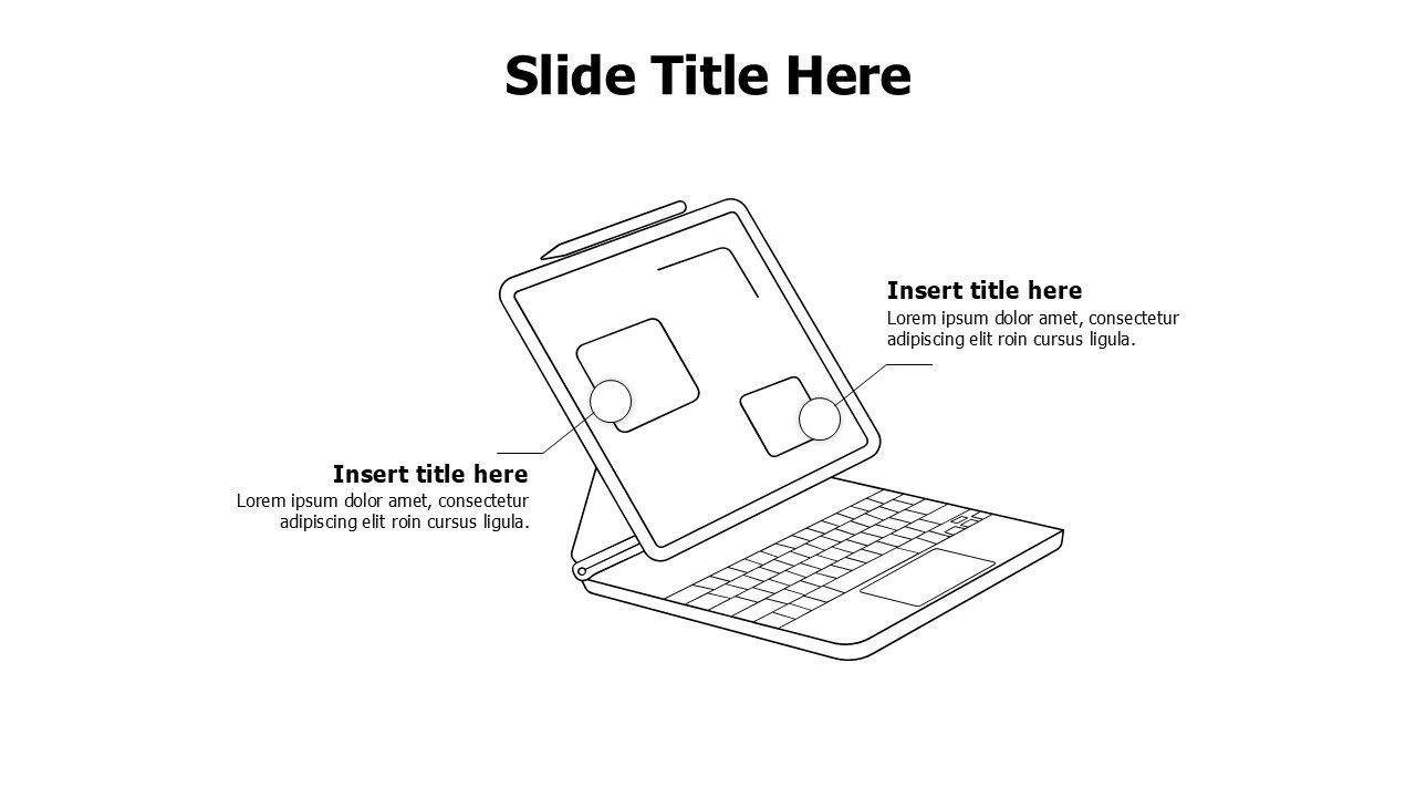 2 points outline tablet infographic
