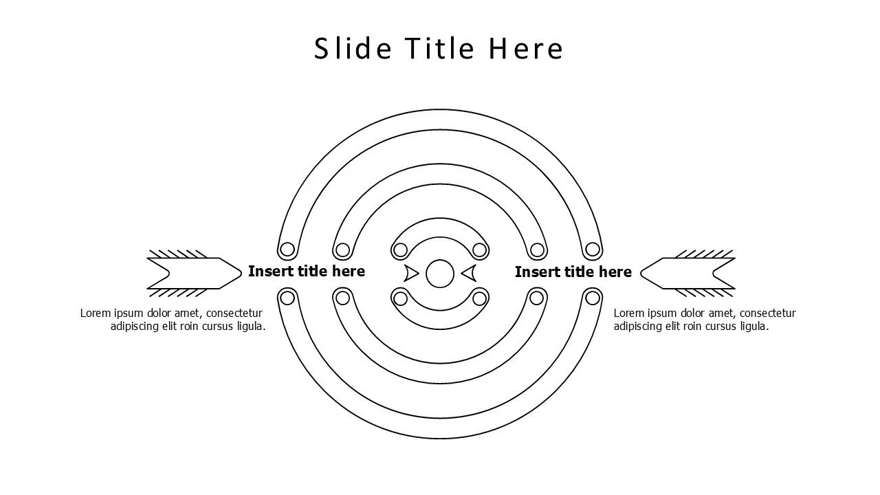 2 points outlined arrows with goal board infographic