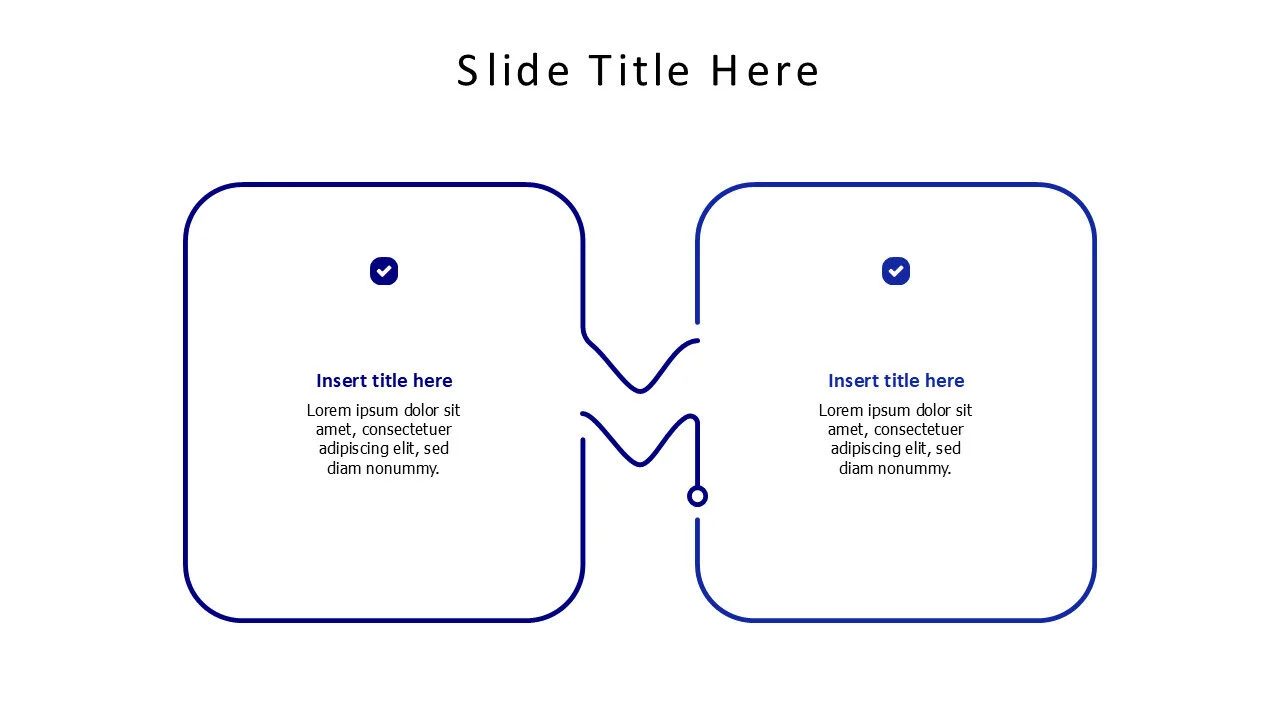 2 points outlined blocks with icons infographic