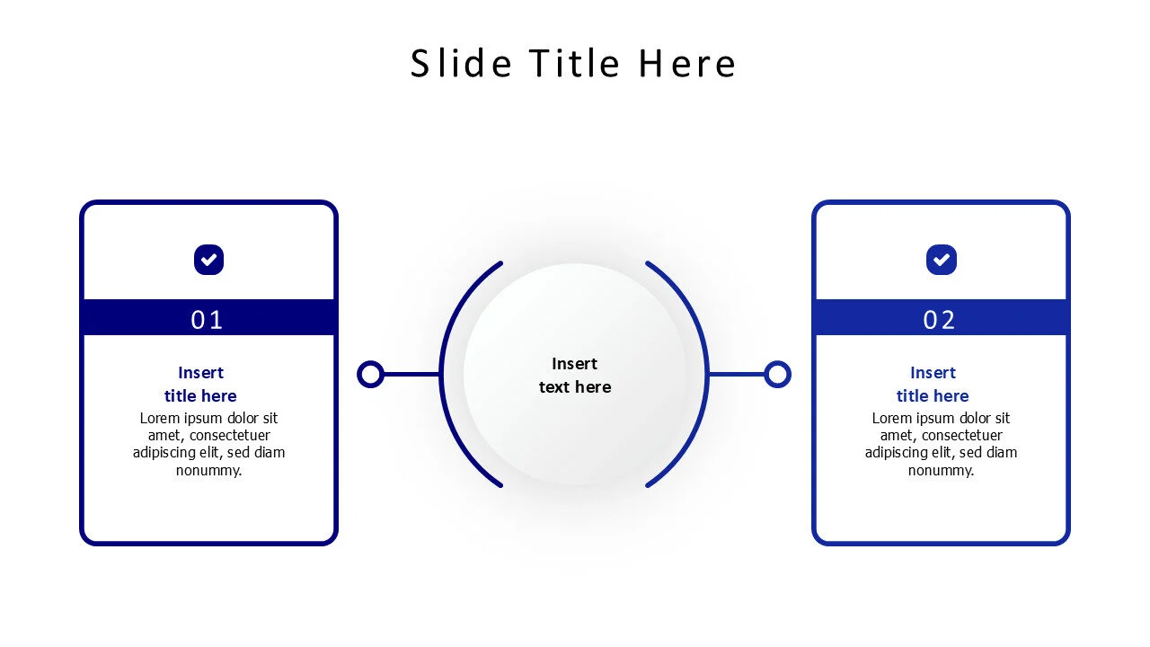 2 points outlined squares comparison infographic