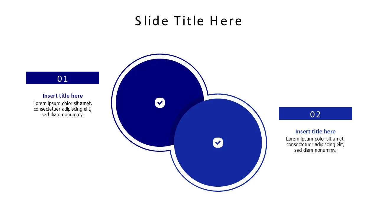 2 points overlayed colored circles infographic