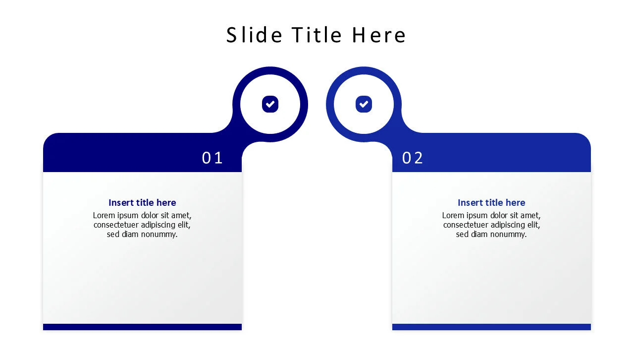 2 points white blocks woth colored head and icons infographic