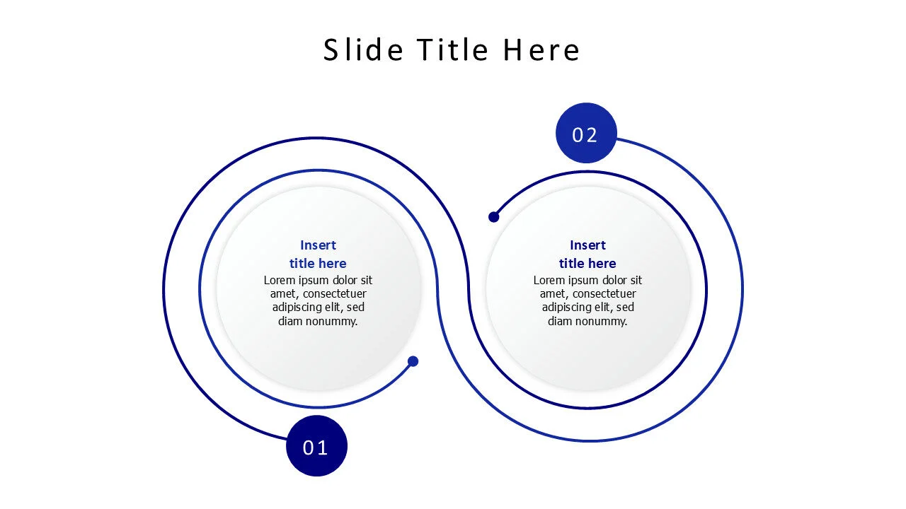 2 white circles with colored outline infographic