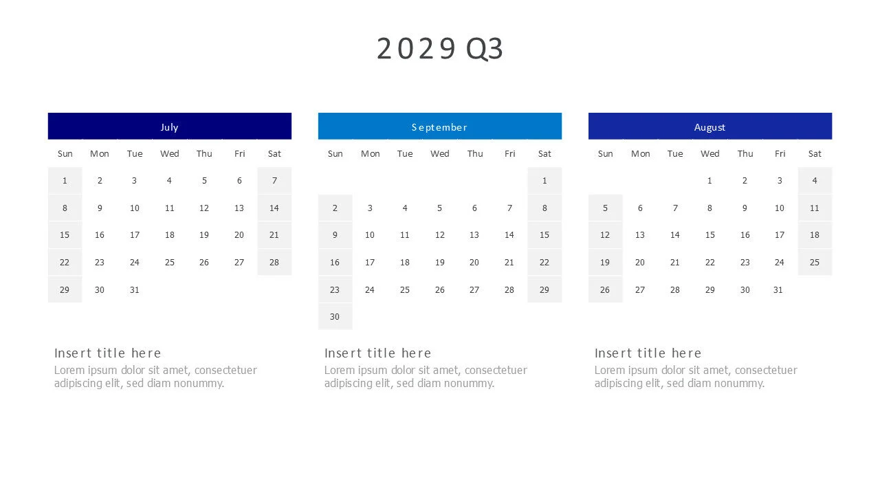 2029 Q3 Calendar