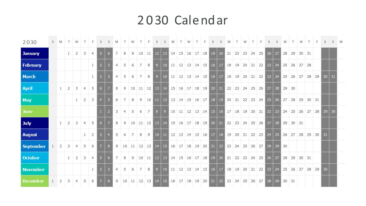 2030 weekly calendar