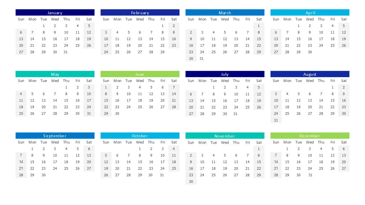 2036 Monthly Calendar