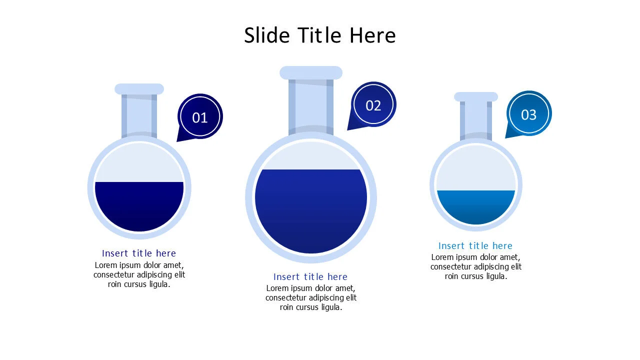 3 3D test tubes with different filling infographic