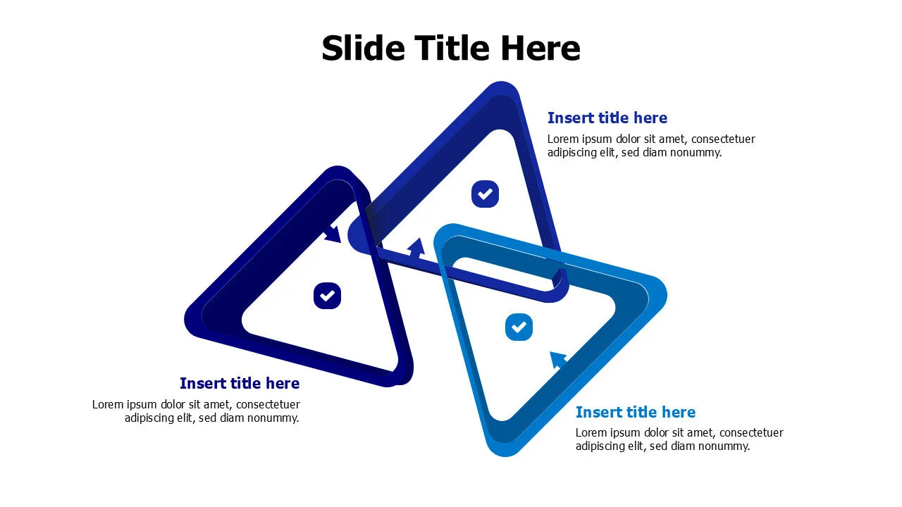 3 3D triangles with little arrows infographic