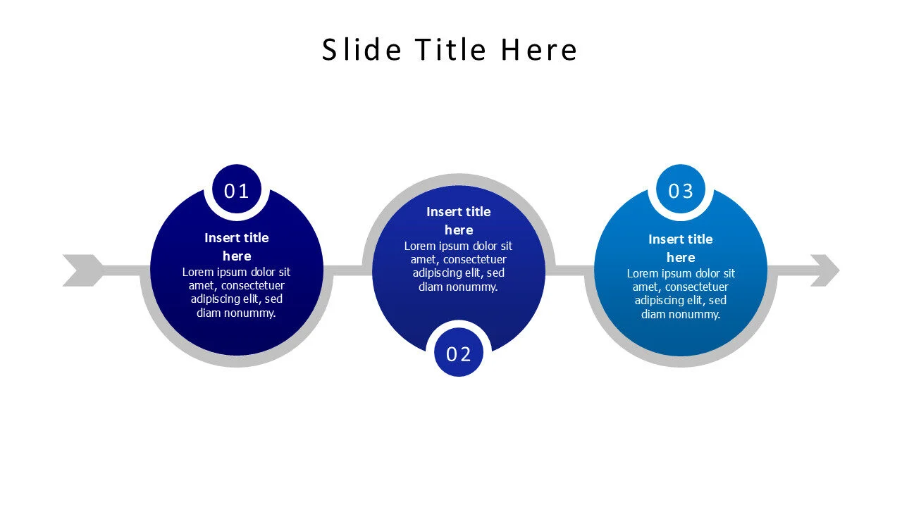3 circles with arrow and numbers infographic