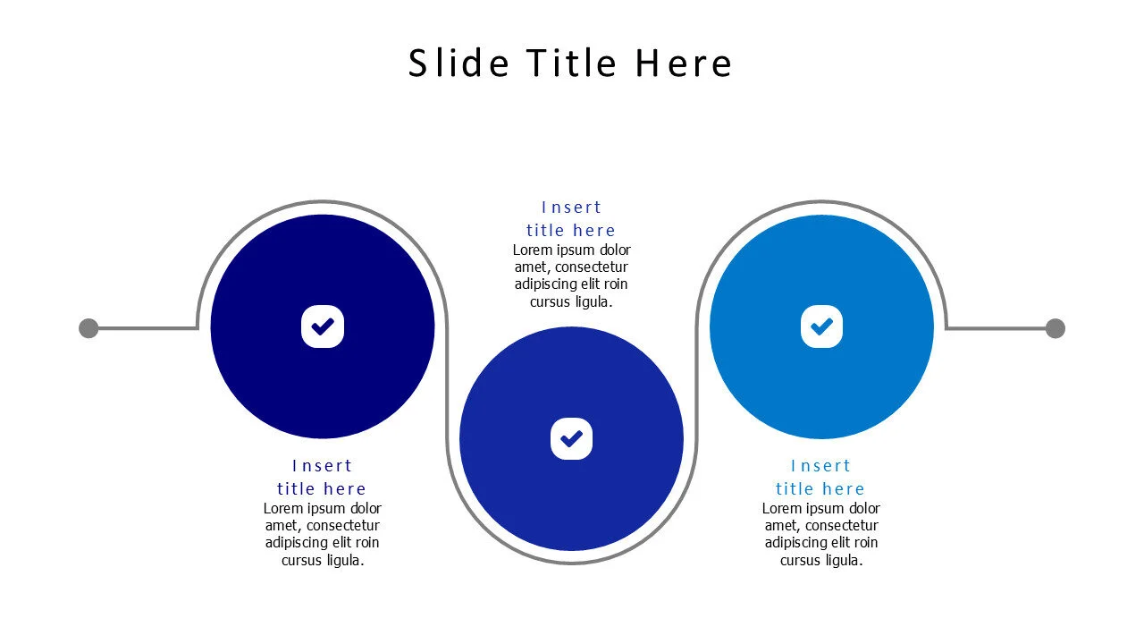 3 circles with line time line infographic