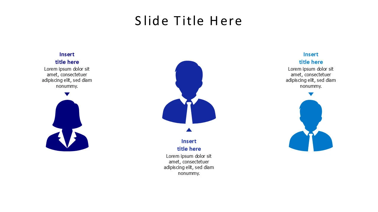 3 colord employees with titles infographic