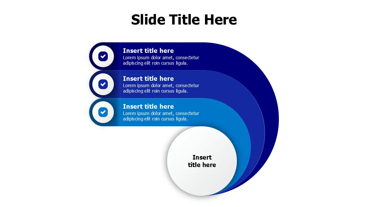 3 colored curved stripes from a circle infographic