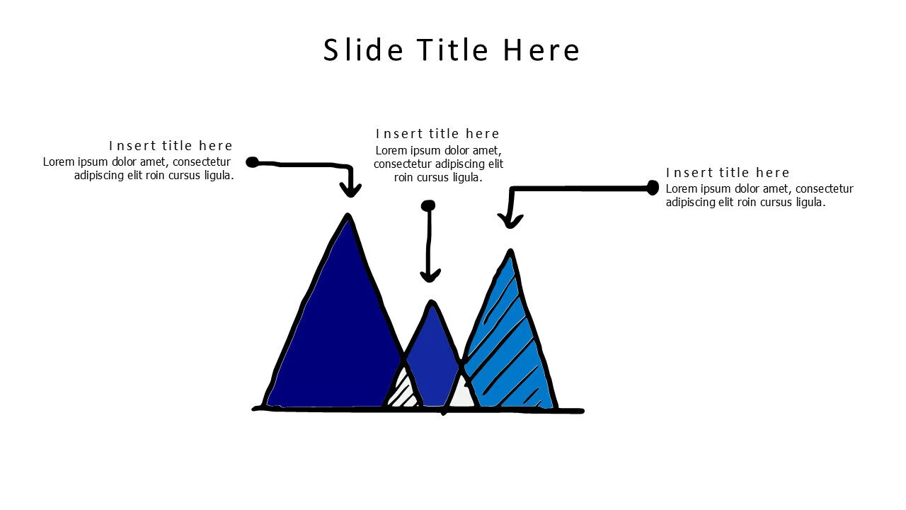 3 colored doodle triangles infographic