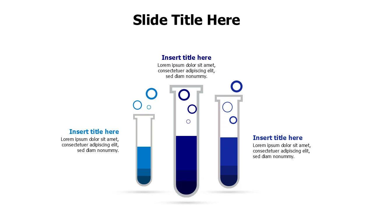 3 colored filled test tubes infographic