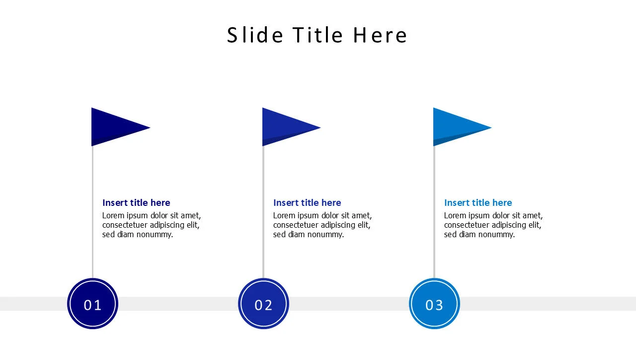 3 colored flags with numbering infographic