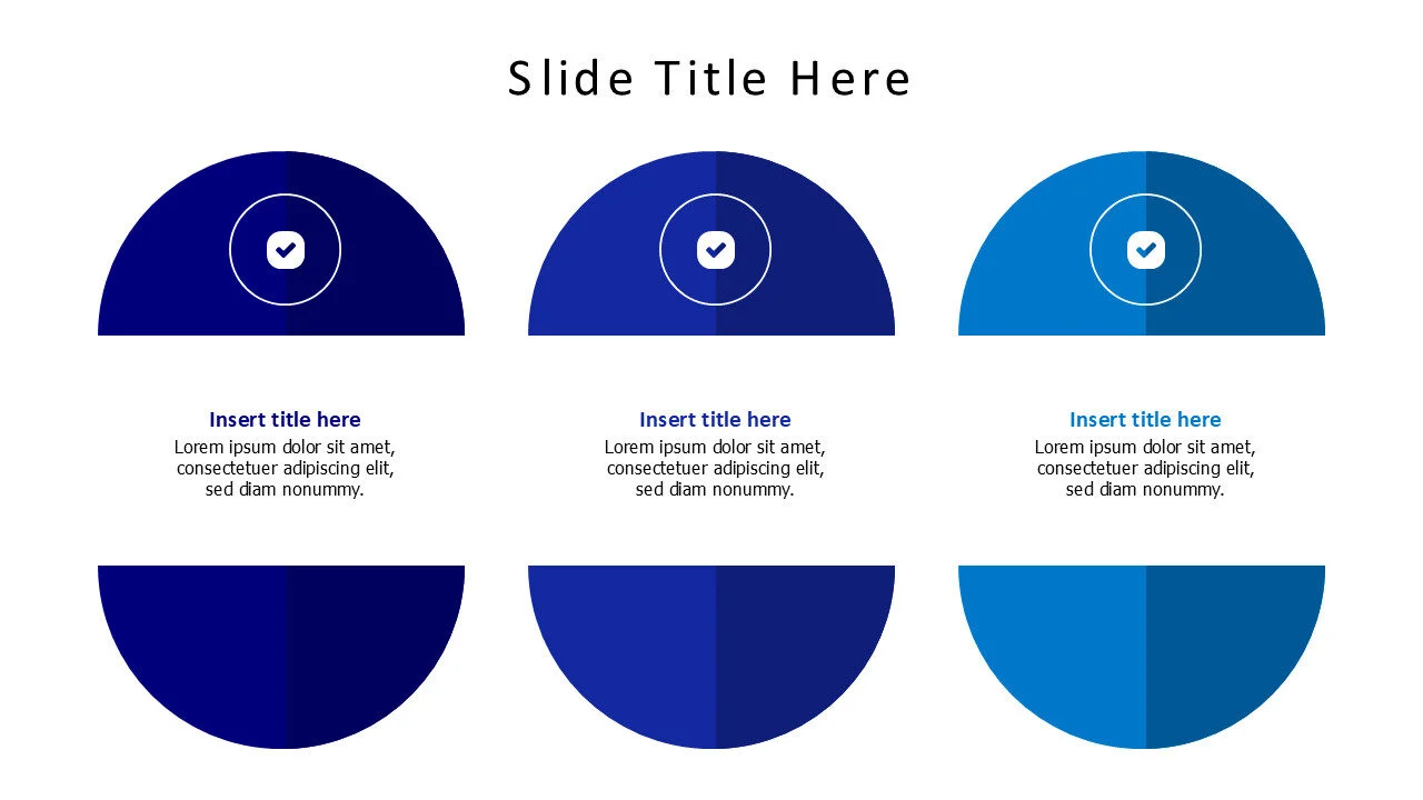 3 colored shapes with icons infographic