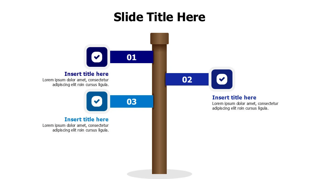 3 colored signs with icons infographic
