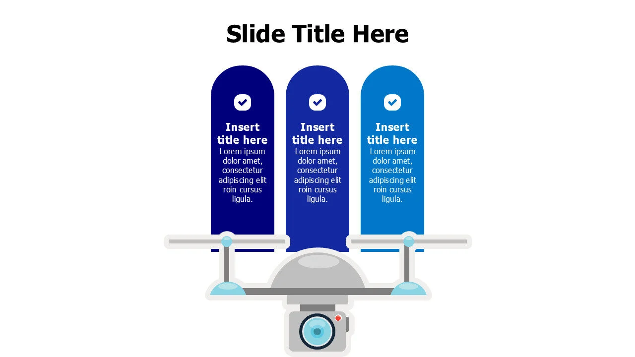 3 colored stripes with drone infographic