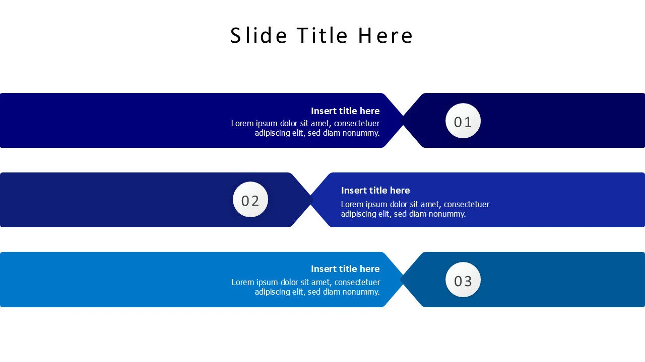 3 colored stripes with numbers in circles infographic