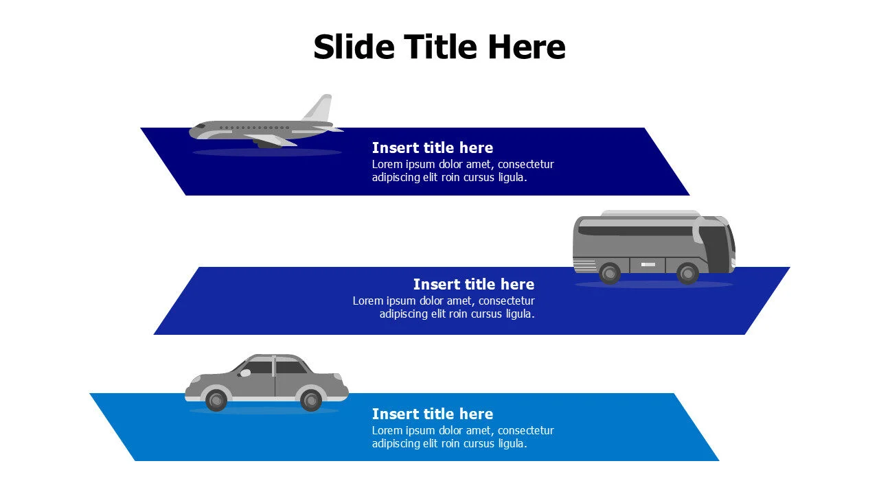 3 colored stripes with transportations infographic