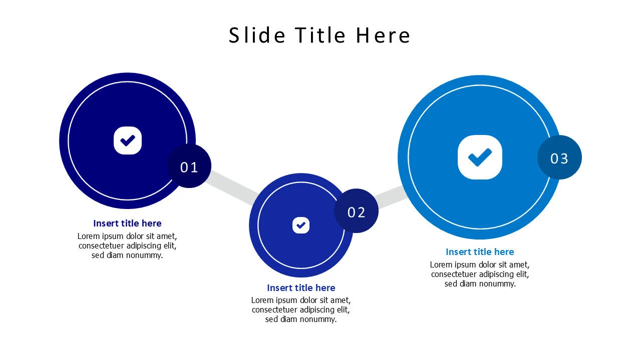 3 connected colored circles with icons infographic