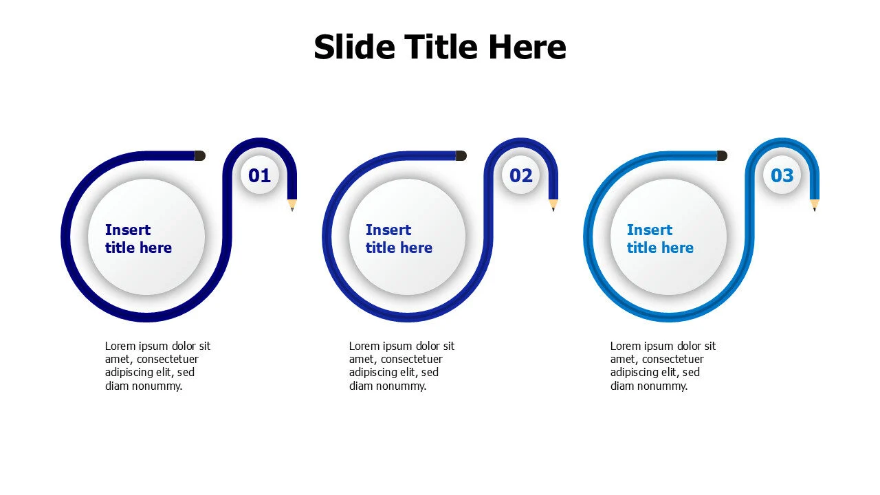 3 curved bencils with numbers infographic