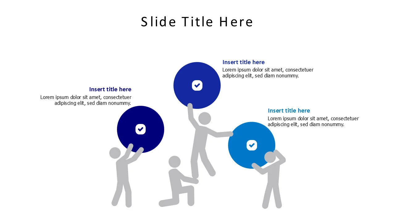 3 figures holding circles infographic with icons