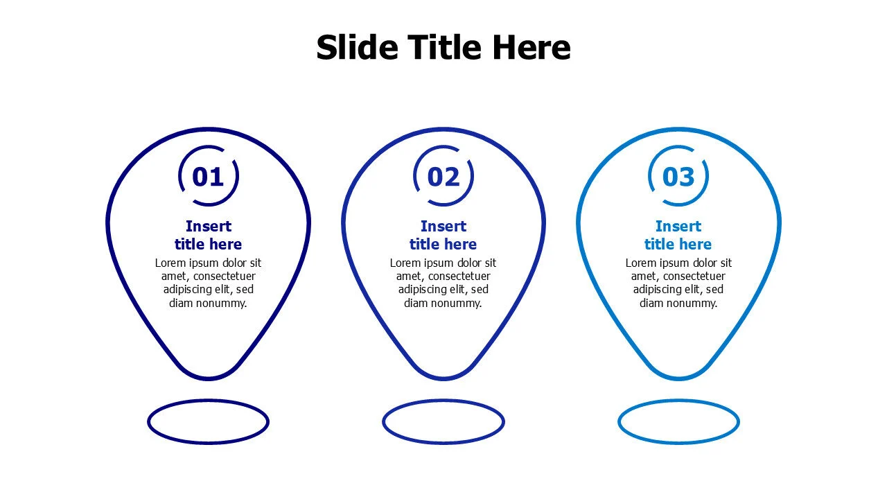 3 flat location pins infographic