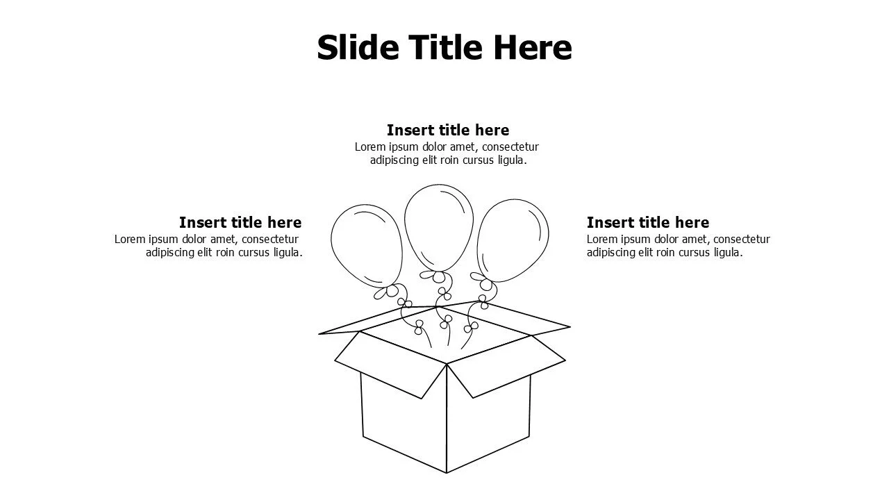 3 outline balloons out of box infographic